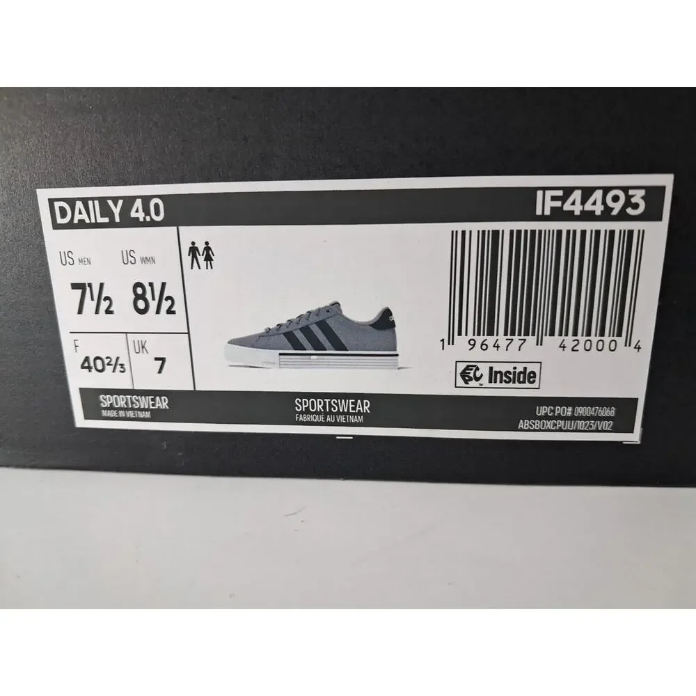 Adidas Daily 4.0 Sneaker Color Gray Size Mens 7.5 Womens 8.5